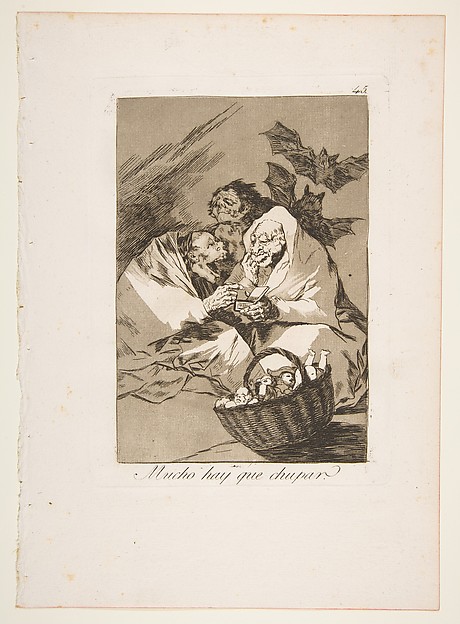 Goya (Francisco de Goya y Lucientes), Plate 45 from "Los Caprichos": There is Plenty to Suck (Mucho hay que chupar)