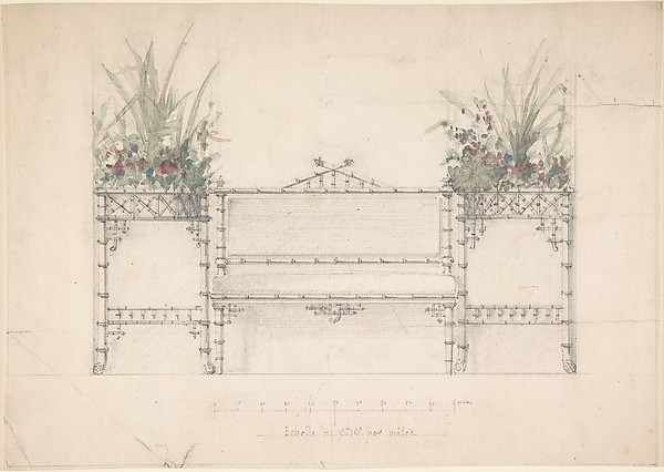 Anonymous, French, 19th century, Design for Chinois Bench and Planters