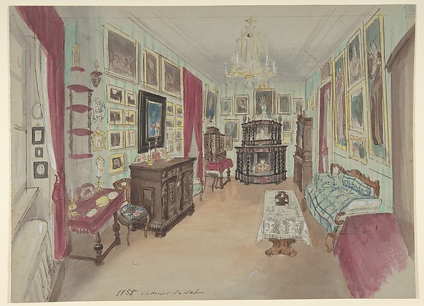 Anonymous, French, 19th century, Drawing of an Interior: Cabinet du Salon