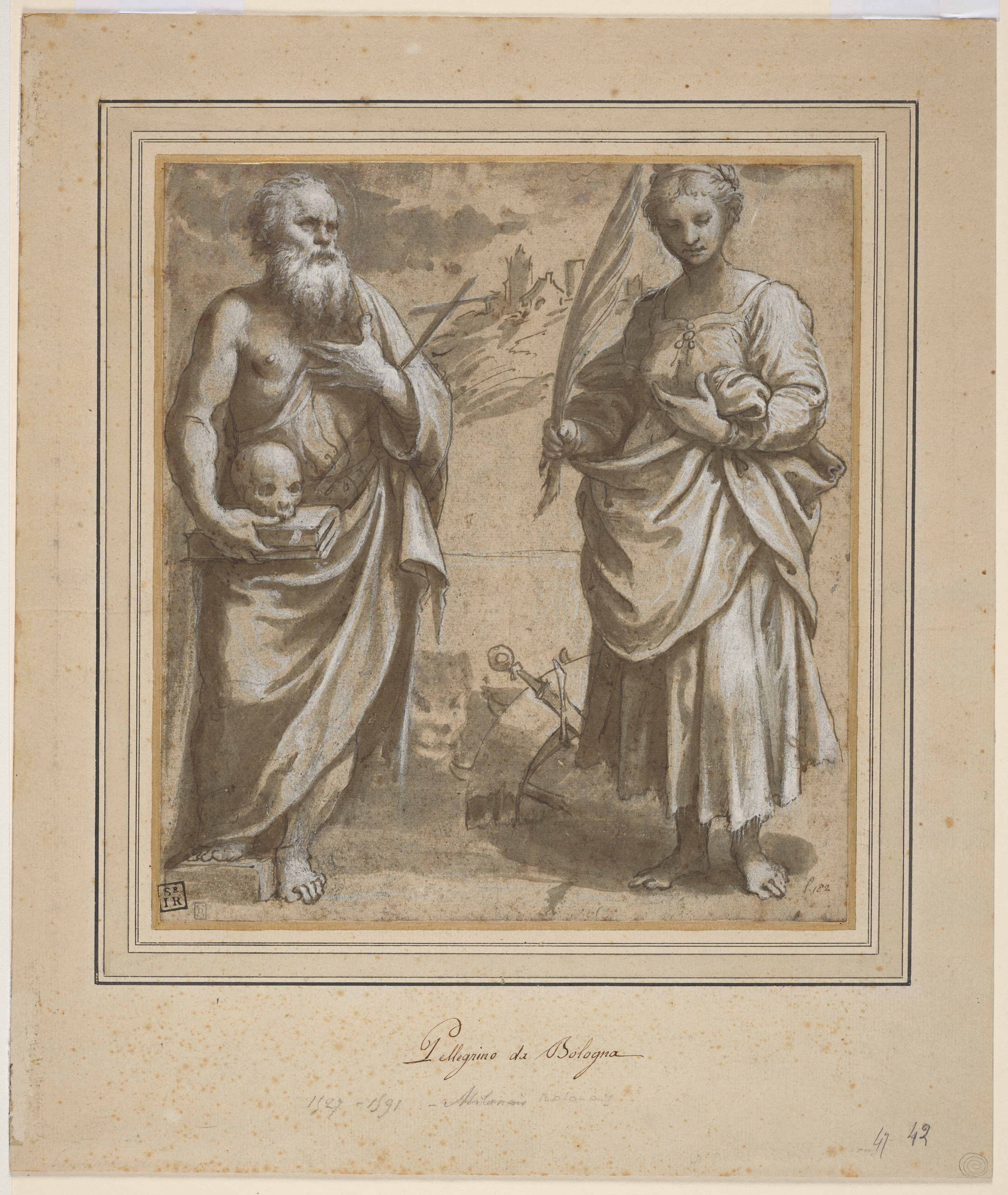 Girolamo da Treviso the Younger, Saint Jerome and Saint Catherine of Alexandria Standing in a Landscape