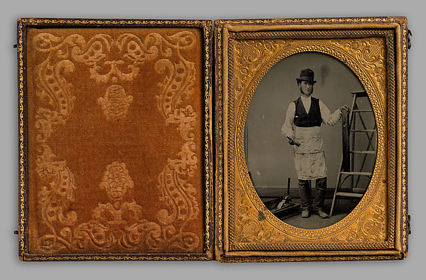 Unknown, [Carpenter with Ladder, Hammer, Level, and Toolbox]