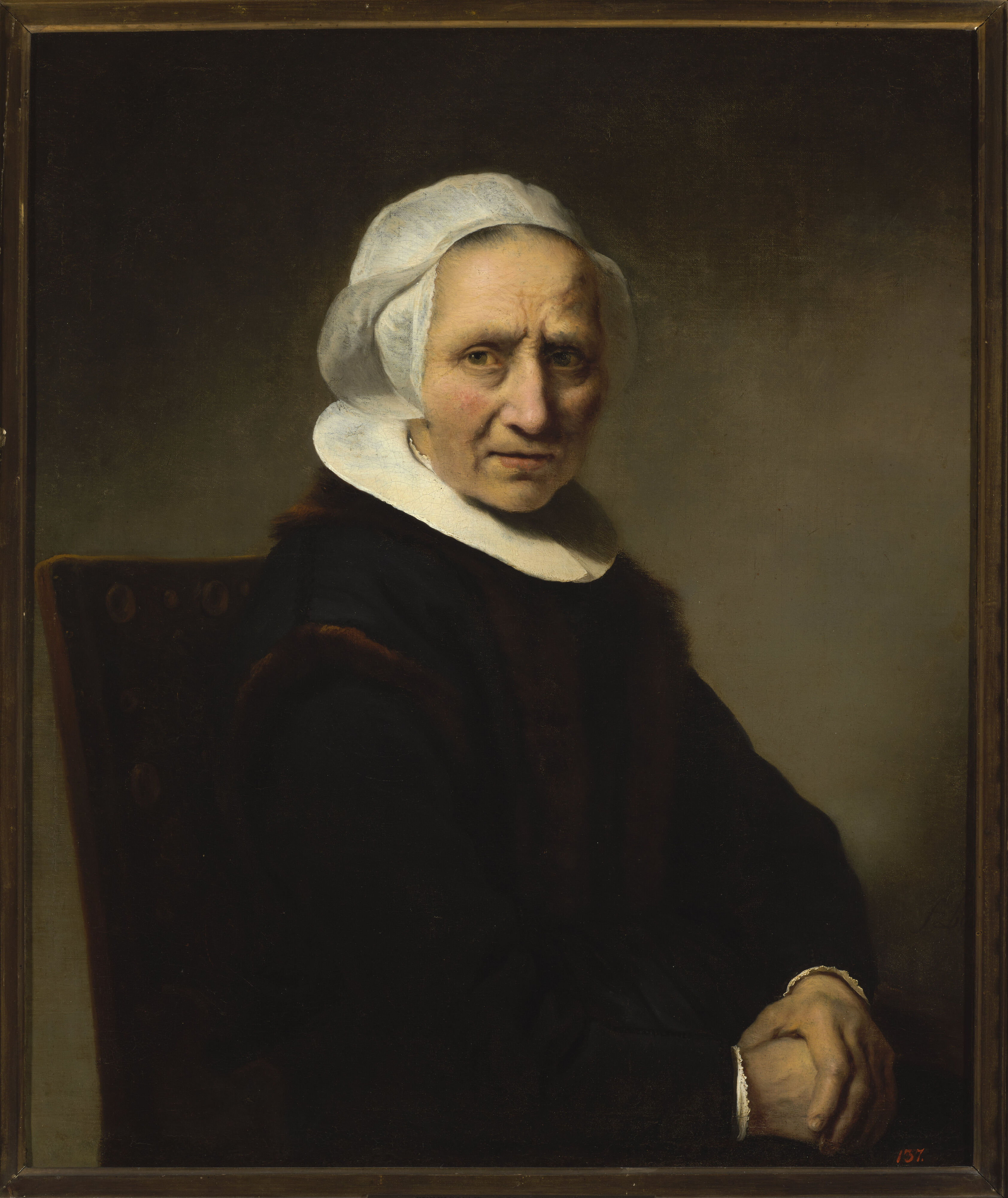 Ferdinand Bol, Portrait of an old woman in a white cap