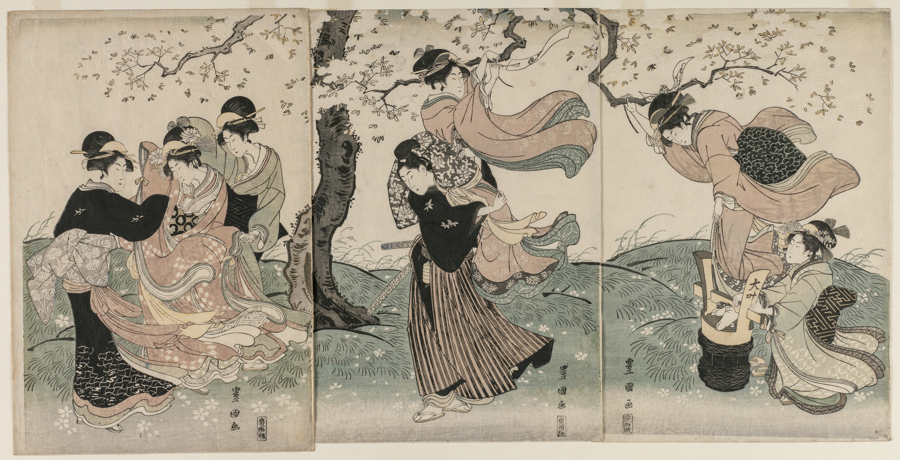 Utagawa Toyokuni, Cherry Blossoms in the Wind