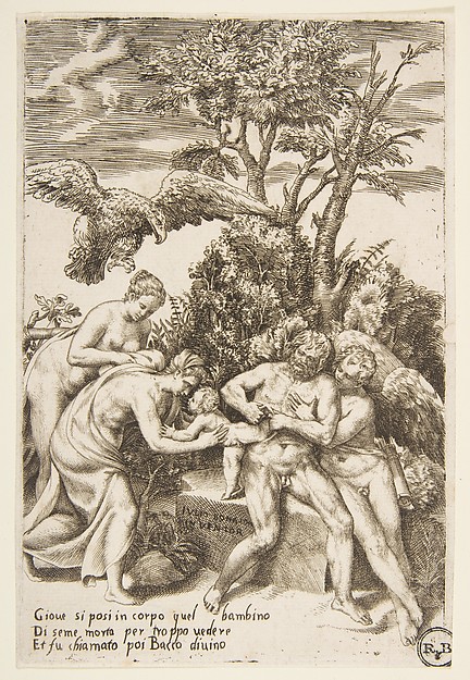 Giulio Bonasone, The Birth of Bacchus, from "The Loves of the Gods"