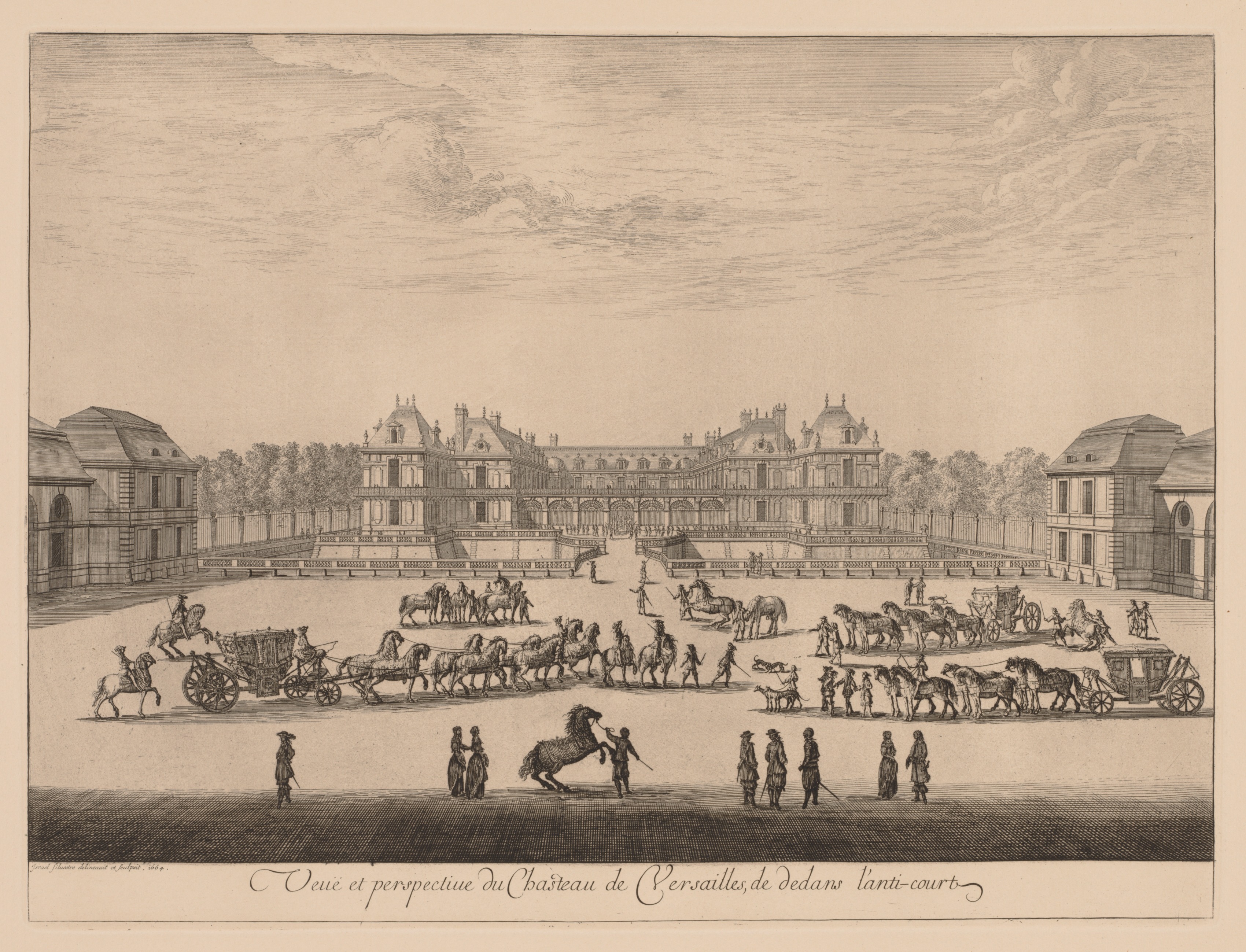 Israël Silvestre, Vue et perspective du Château de Versailles, de dedans l'anti-cour