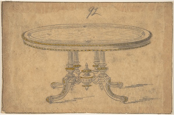 Anonymous, British, 19th century, Design for a Round or Oval Renaissance Style Table