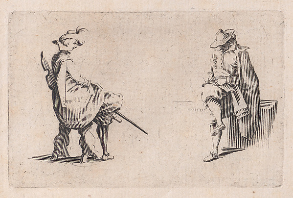 Jacques Callot, Deux Personnages Assis (Two Seated People), from "Les Caprices" Series B, The Nancy Set