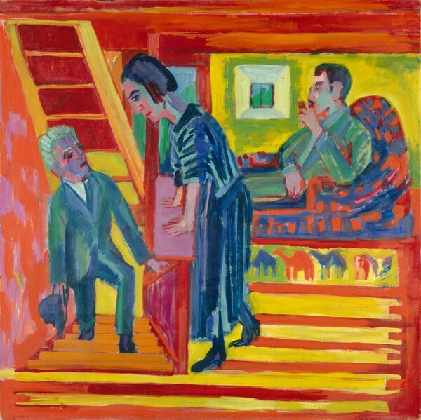 Ernst Ludwig Kirchner, The Visit - Couple and Newcomer