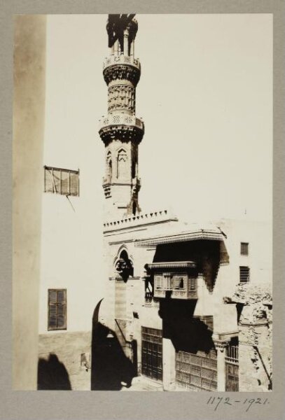 K.A.C. Creswell, Minaret and main façade of the mosque of Mamluk Amir Asanbugha, Cairo