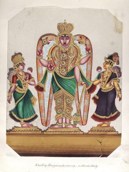Unknown, One of sixteen mica paintings depicting Hindu deities and festival processions with decorated cars.
