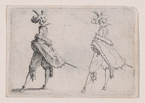 Jacques Callot, Le Gentilhomme au Manteau Posé sur la Hanche (Gentleman with his Mantle on his Hip), from Les Caprices Series A, The Florence Set
