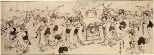 Utagawa Sadahide, Women in procession with palanquin
