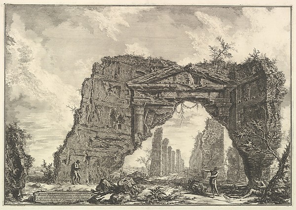 Giovanni Battista Piranesi, Remains of a covered portico, or a cryptoporticus, in a villa of Domitian, five miles outside Rome on the Frascati road, from Vedute di Roma (Roman Views)