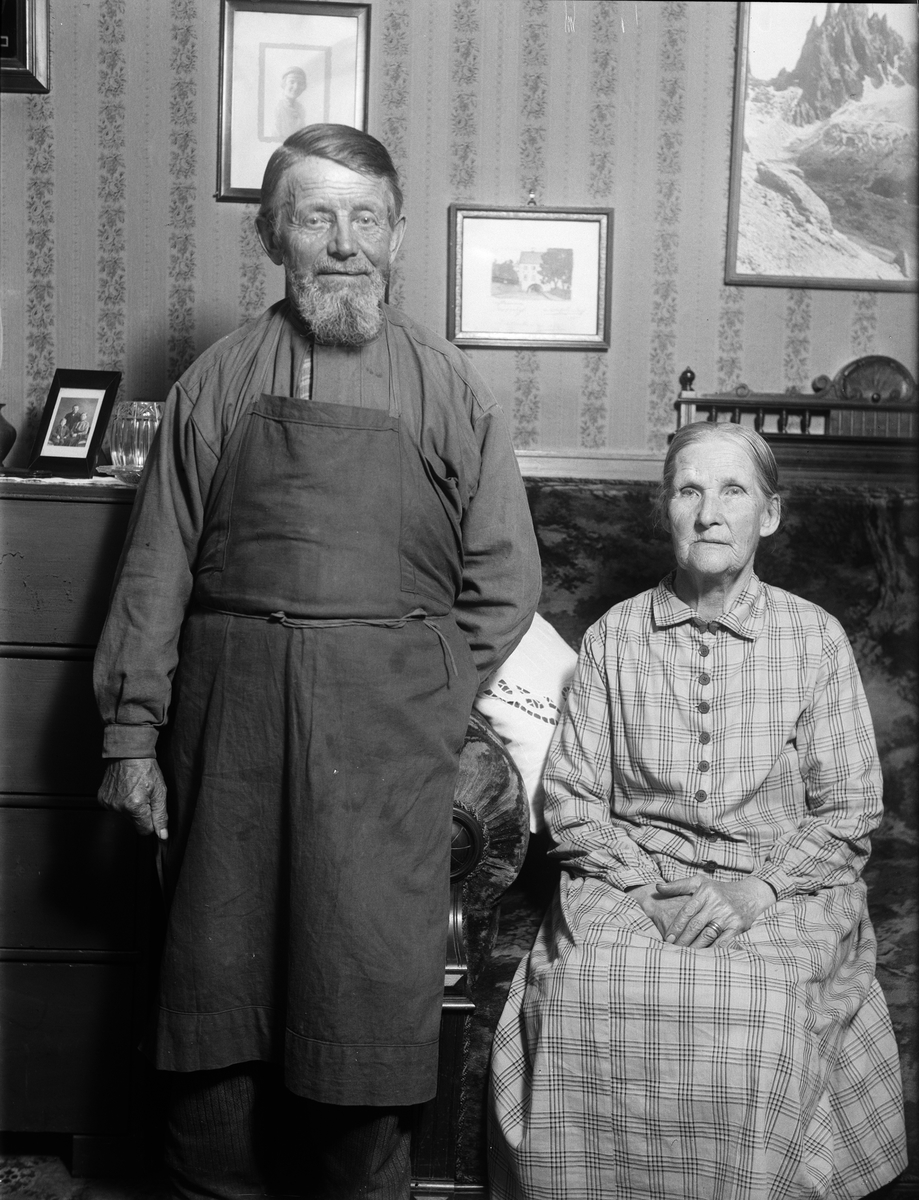 Paul Sandberg, Äldre kvinna och man i hemmiljö, Uppland