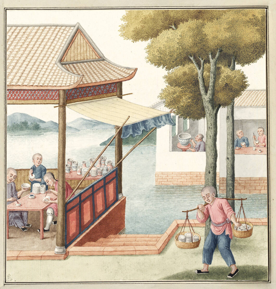 Anonym, Streifenbemalung von Porzellanware