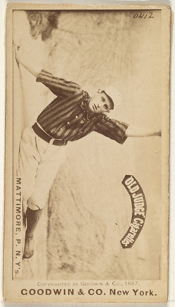 Goodwin & Company, Michael "Mike" Joseph Mattimore, Pitcher, New York, from the Old Judge series (N172) for Old Judge Cigarettes