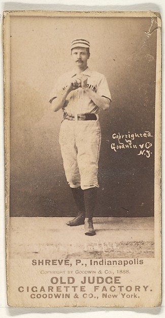Goodwin & Company, Lev Shreve, Pitcher, Indianapolis, from the Old Judge series (N172) for Old Judge Cigarettes