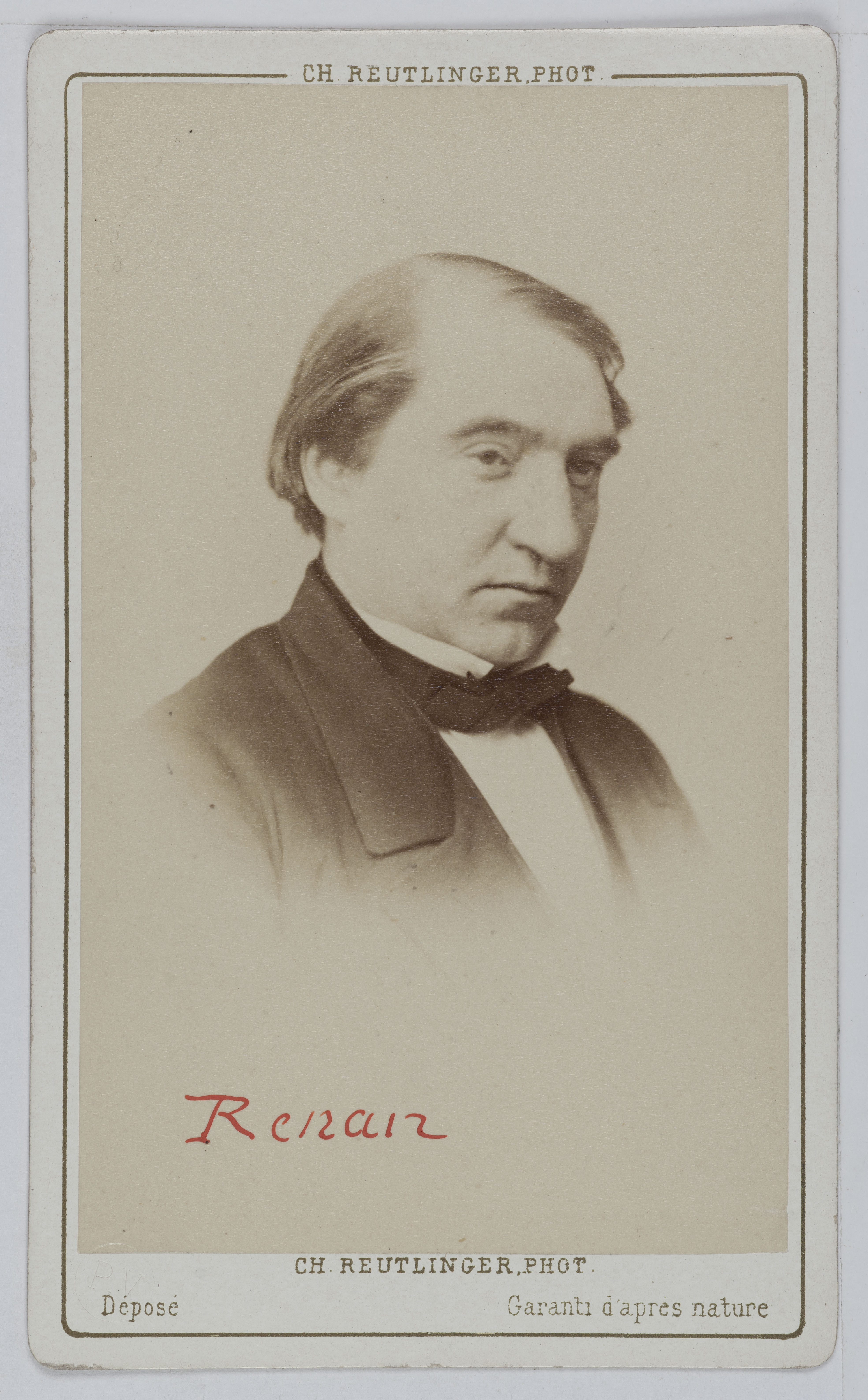 Charles Reutlinger, Portrait d'Ernest Renan (1823-1890), philologue et historien.