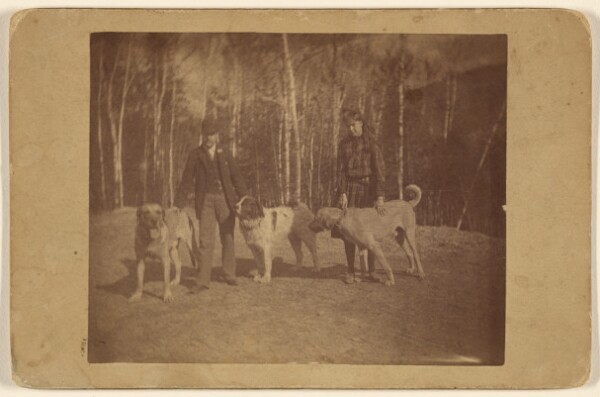 Unknown, Bella, Mr. Entow (?) & dogs - The Ampersand / Saranac Lake N.Y.