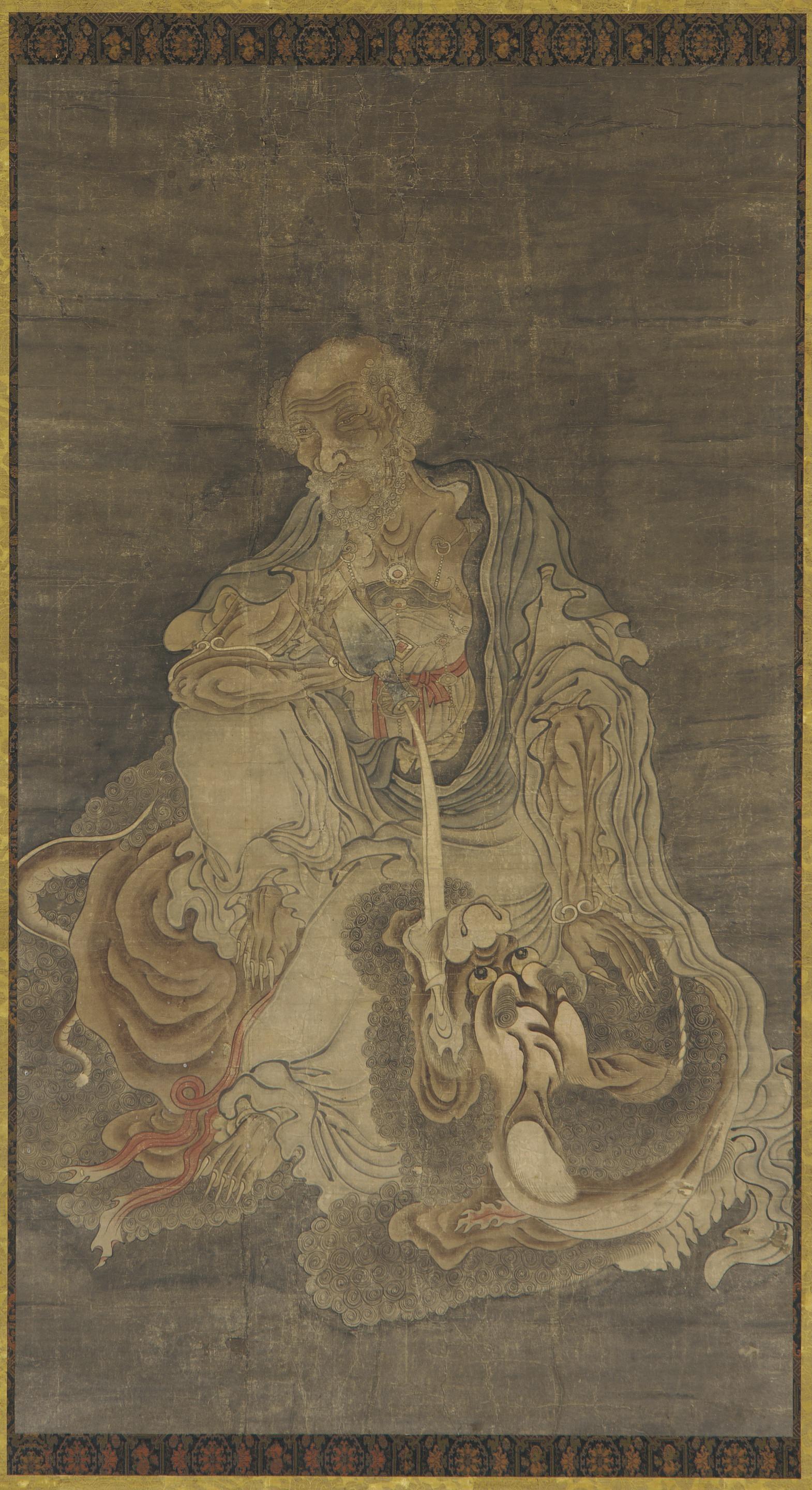 Formerly attributed to Wu Daozi, Manjushri seated on a lion
