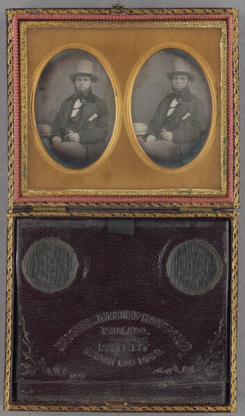 Unknown, [Portrait of a Seated Man with Chin Beard in Hat Holding a Walking Stick]