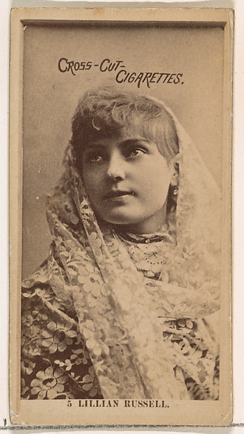 W. Duke, Sons & Co., Card Number 5, Lillian Russell, from the Actors and Actresses series (N145-2) issued by Duke Sons & Co. to promote Cross Cut Cigarettes