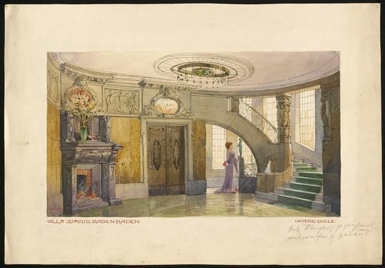 Fritz Klingholz, Villa Sirius, Baden-Baden: Ansicht der Diele im Erdgeschoss