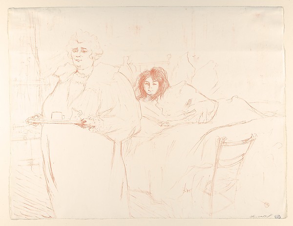 Henri de Toulouse-Lautrec, Serving Breakfast (Madame Baron and Mademoiselle Popo), from "Elles"