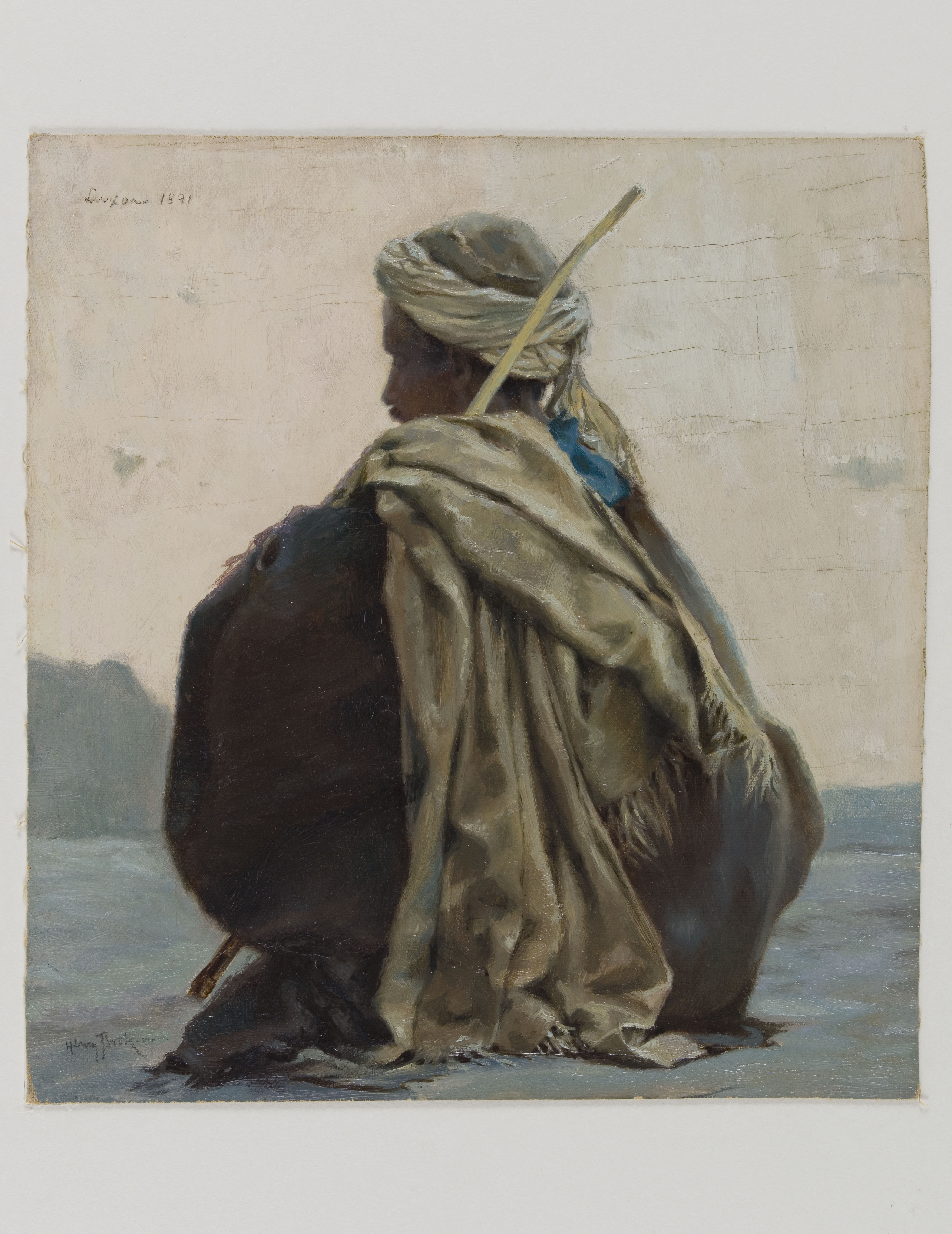 Henry Brokman, Louxor, arabe assis, de trois-quarts dos