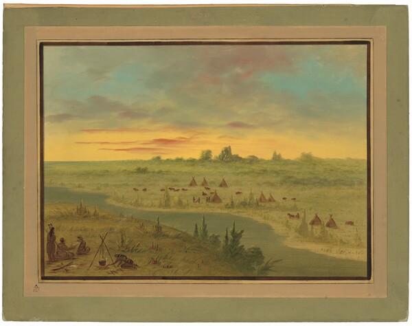George Catlin, Encampment of Pawnee Indians at Sunset