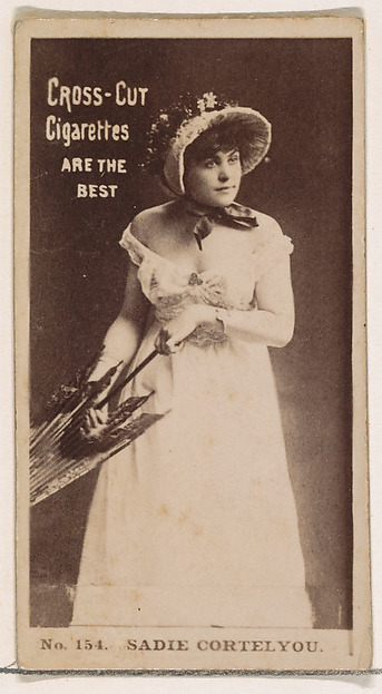 W. Duke, Sons & Co., Card Number 154, Sadie Cortelyou, from the Actors and Actresses series (N145-2) issued by Duke Sons & Co. to promote Cross Cut Cigarettes