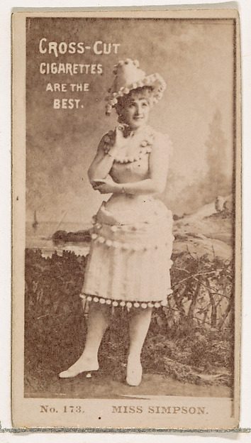 W. Duke, Sons & Co., Card Number 173, Miss Simpson, from the Actors and Actresses series (N145-2) issued by Duke Sons & Co. to promote Cross Cut Cigarettes