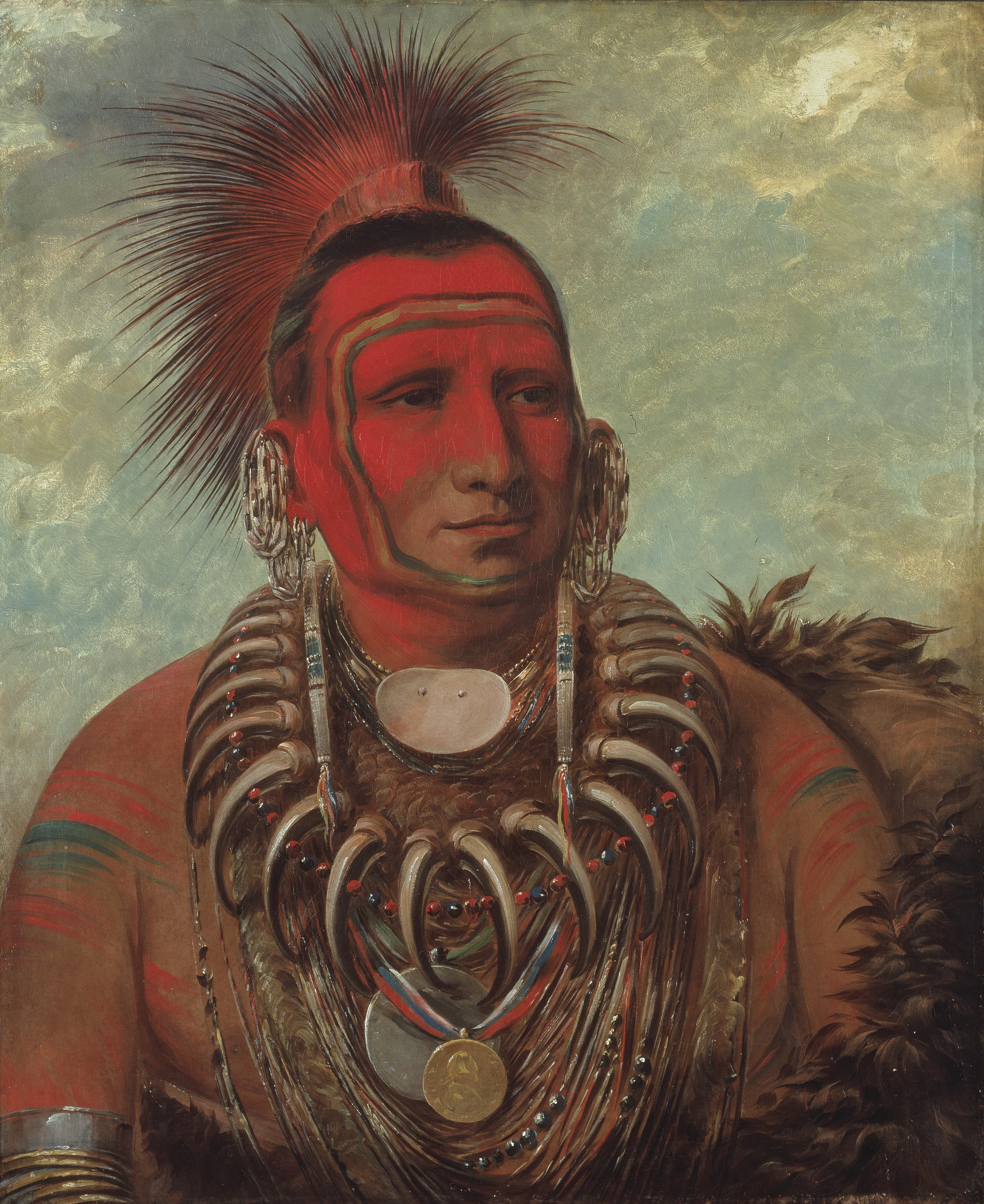 George Catlin, Shon-ta-yi-ga, Little Wolf, a Famous Warrior