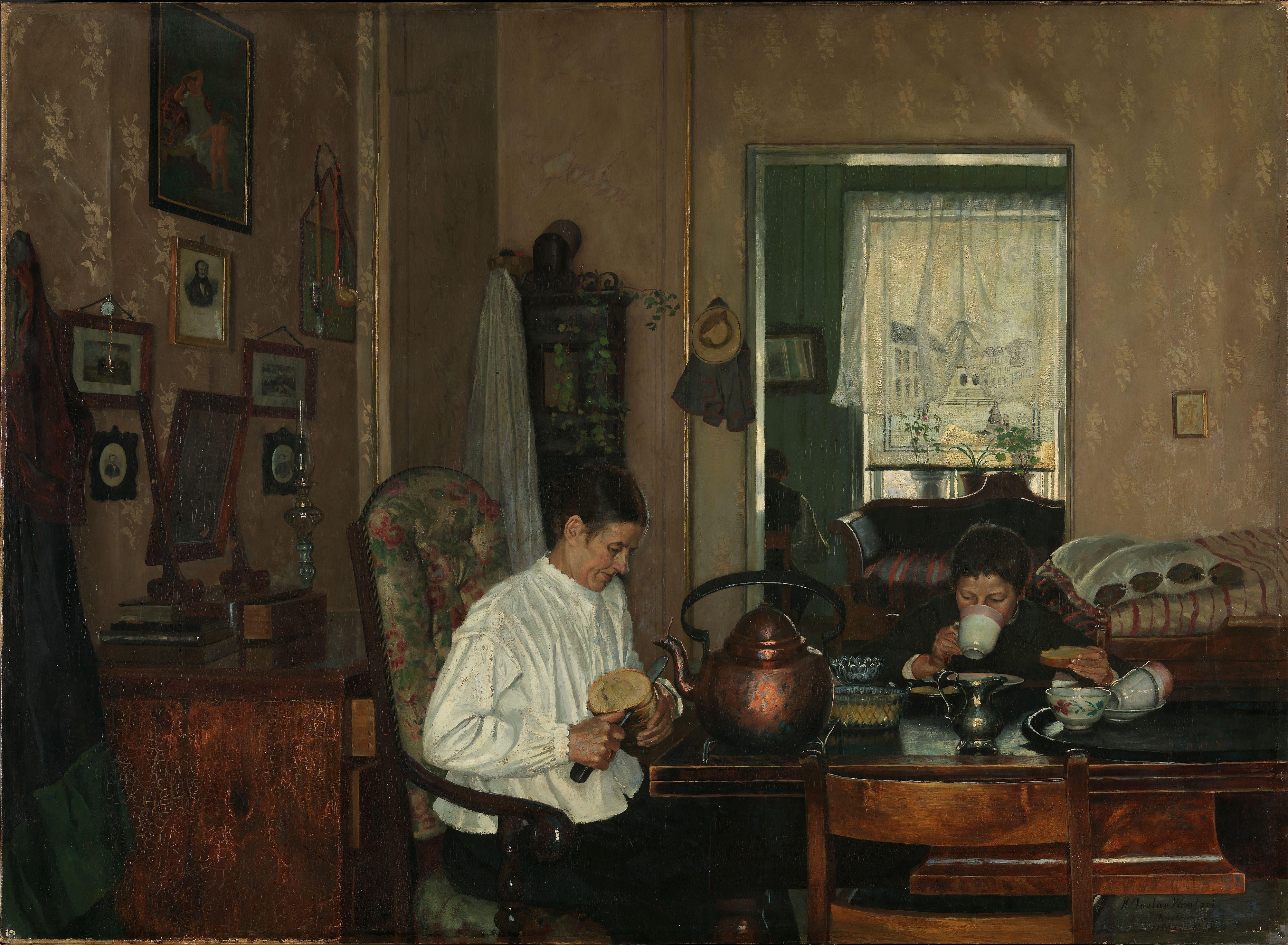 Gustav Wentzel, Breakfast I. The Artist's Mother and Brother