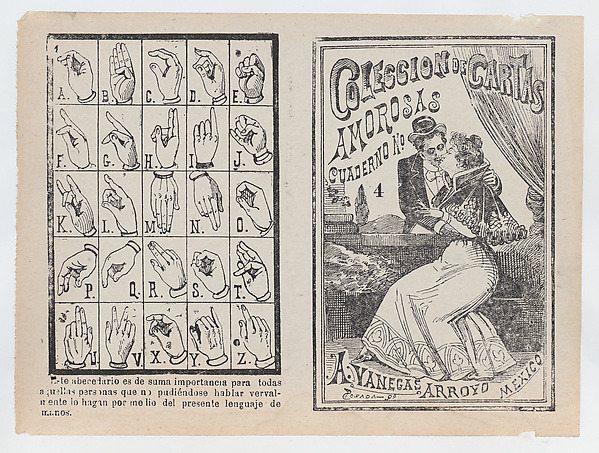 José Guadalupe Posada, Cover for 'Coleccion de Cartas Amorosas Cuaderno No. 4', a couple embracing and kissing
