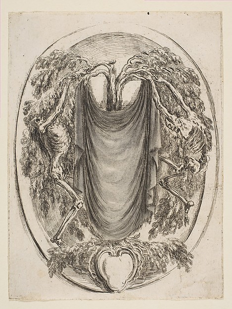 Stefano della Bella, Cartouche with Skeletons