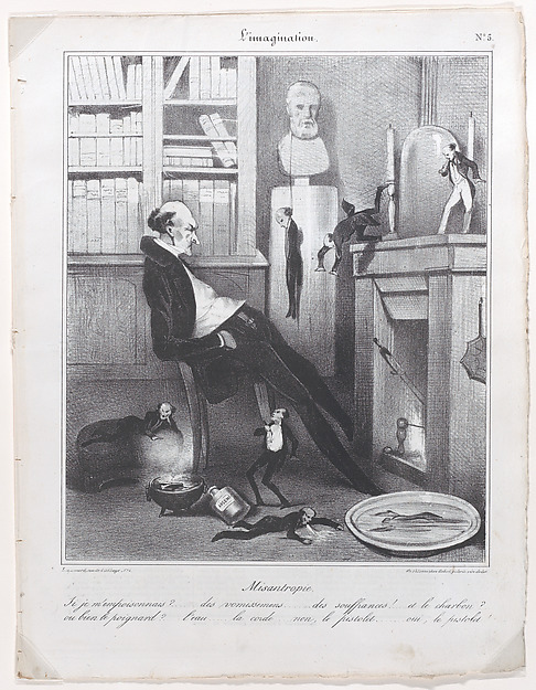 Honoré Daumier, The Misanthropist (Misantropie)..., from L'imagination, published in Le Charivari, February 10, 1833