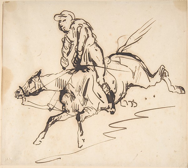 Anonymous, French, 19th century, Jockey on a Horse