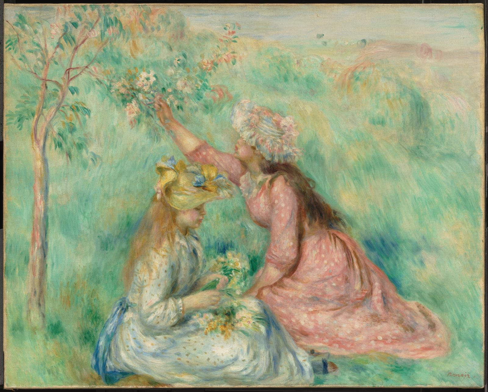 Pierre-Auguste Renoir, Girls Picking Flowers in a Meadow