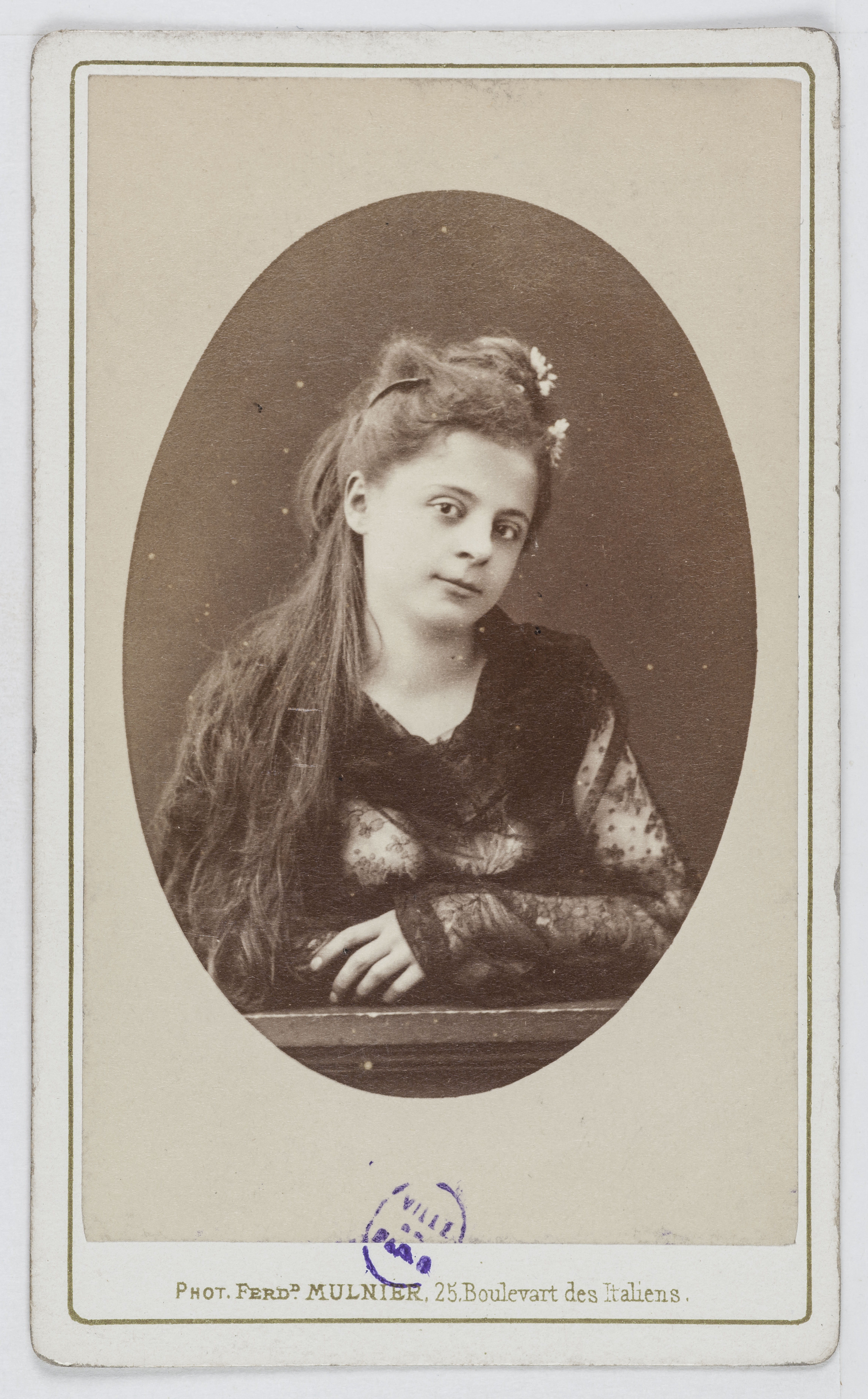 Ferdinand Mulnier, Portrait de Gabrielle Tanting, actrice au Théâtre du Palais Royal en 1874 et au Théâtre du Gymnase.