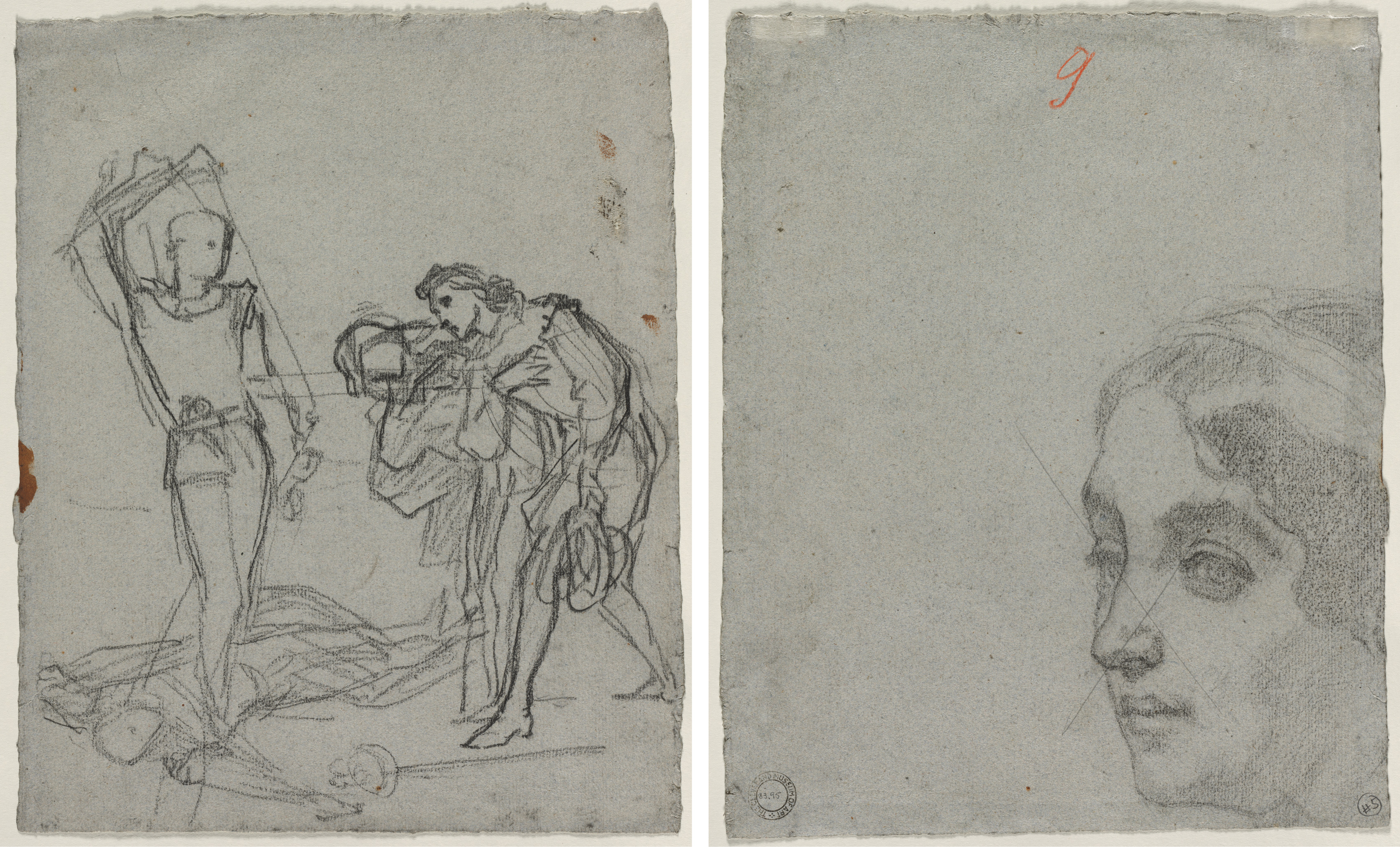 Thomas Couture, Duel after the Masked Ball (recto); Head of a Woman (verso)
