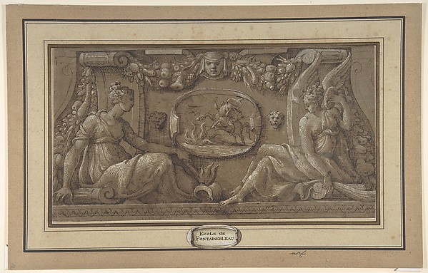 Anonymous, French, 19th century, Design for a Frieze in Fontainebleau Style