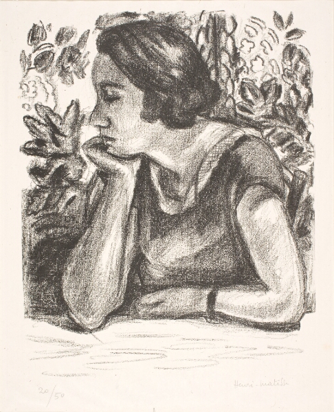 Henri Matisse, Brystbillede af en dame med hagen hvilende på højre hånd