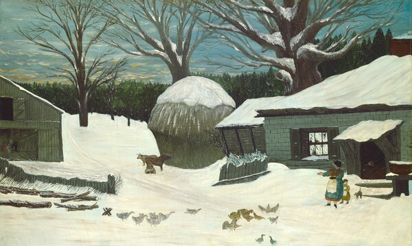 American 19th Century, New England Farm in Winter