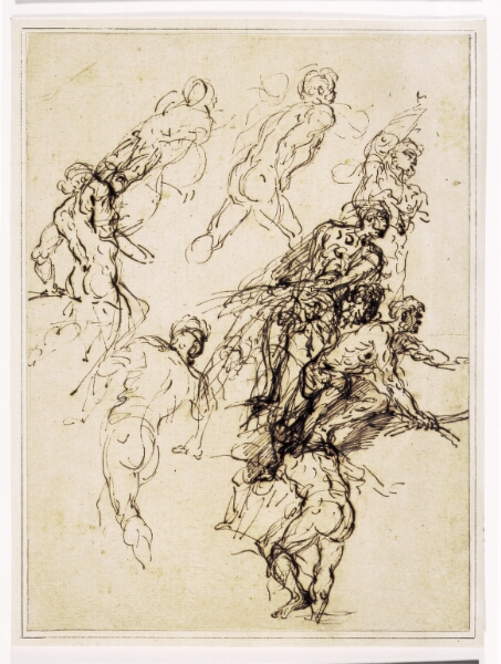 Salvator Rosa, Skitser af mandlige figurer i bevægelse mod højre