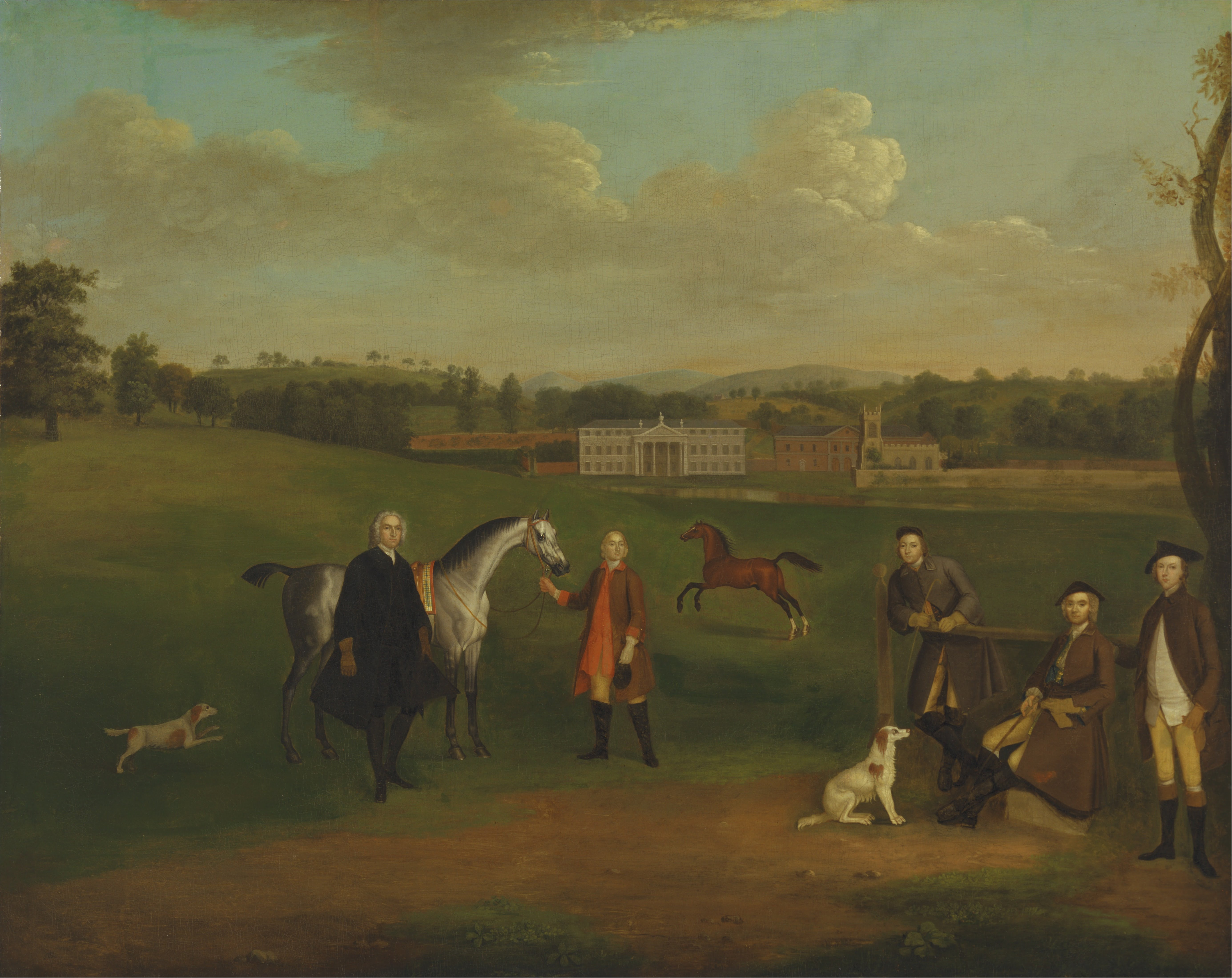 Arthur Devis, Leak Okeover, Rev. John Allen and Captain Chester at Okeover Hall, Staffordshire