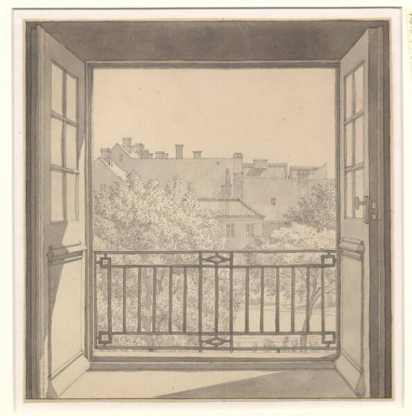 C.W. Eckersberg, Udsigt fra Kuppelsalen på Charlottenborg over botanisk have