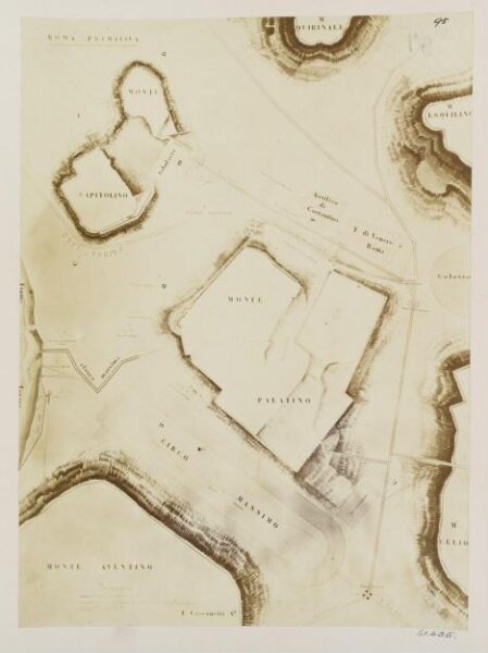 Parker, John Henry, Palatine - Plan of the Palatine Hill, or Roma Quadrata, with its Pomoerium and wings, the Velia, and the Velabrum.