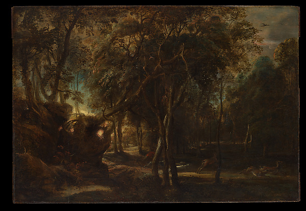 Peter Paul Rubens, A Forest at Dawn with a Deer Hunt