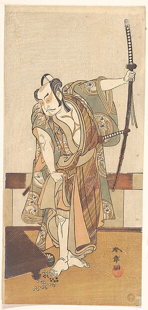 Katsukawa Shunshō　勝川春章, The Third Otani Hiroji as a Samurai of High Rank Standing in a Room